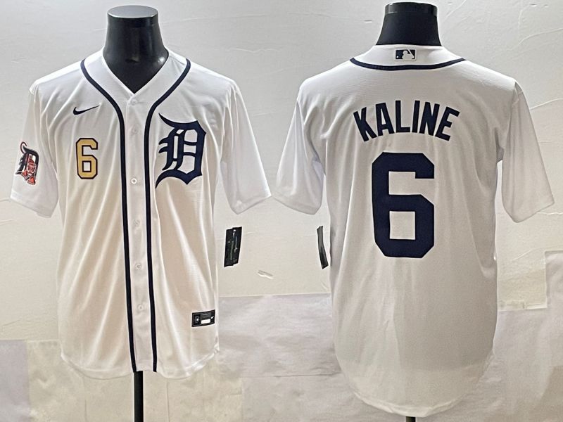 Men 2025 Detroit Tigers #6 Kaline White Game Nike MLB Jersey style 3